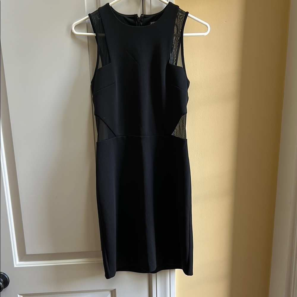 Express Black Mesh Panel Mini Dress
